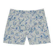 Men's Western Print Swim Shorts, Cowboy Swim Trunks, Summer Poolwear, Beach Shorts for Men, Nautical BBQ Attire