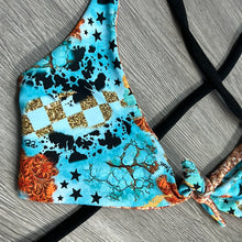 Load image into Gallery viewer, Turquoise Gem Glitter Whiskey River Top
